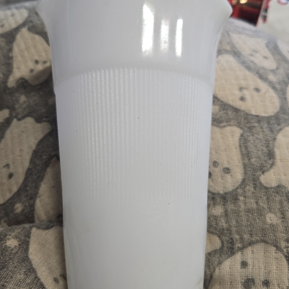 Vintage Hazel Atlas Milk Glass Vase – Ribbed Body – Fluted Rim – 7” – White